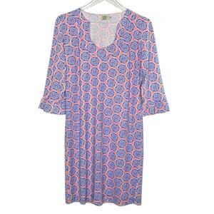 Katherine Way M Womens Scoop Neck Beach Tunic Dress Medallion Travel
